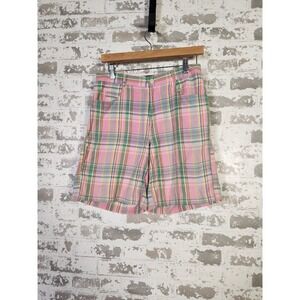 Polo Ralph Lauren Madras Shorts Size 6 Pink Plaid Preppy Summer Casual Golf Vtg